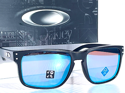 #ad NEW Oakley HOLBROOK Matte Black POLARIZED Deep Water Blue Lens Sunglass 9102