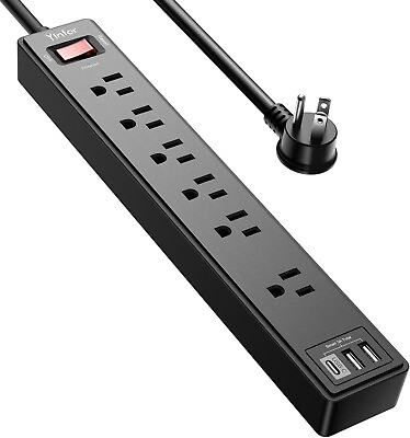 #ad 6Ft Power Strip Surge Protector Yintar Extension Cord with 6 AC Outlets and 3
