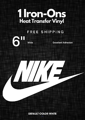 #ad Nike 6 Inch Black Iron On SINGLE WHITE