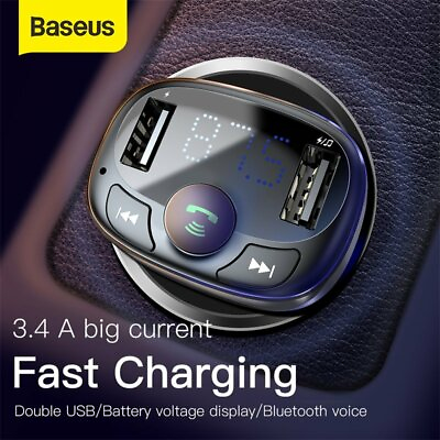 #ad Baseus Car Bluetooth FM Transmitter Radio MP3 Wireless Adapter Dual USB Charger