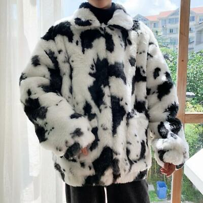 #ad Mens Winter Fashion Faux Fur Furry Coat Youth Casual Warm Padded Coat Short Warm
