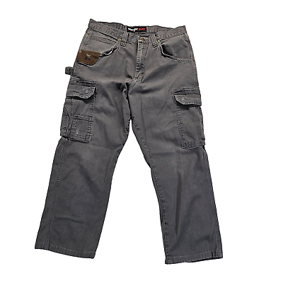 #ad Wrangler Riggs Workwear Carpenter Cargo Pants Straight Gray Work Mens Size 33X30