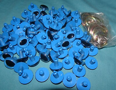 #ad 50 pcs 21 mm Animal Cat Eyes blue with Black Centers amp; Metal Washers retainer