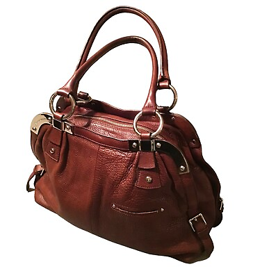 #ad B Makowski Shoulder Handbag Chestnut Brown Pebble Leather Large