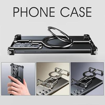 #ad Luxury Magnetic Rimless Metal Case For Samsung Galaxy S24 Ultra Plus