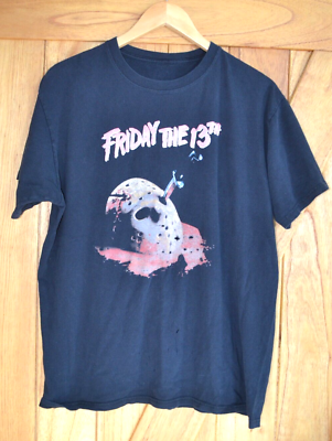 #ad Vintage Distressed Friday The 13th Shirt Horror Movie T Shirt Jason X Size L