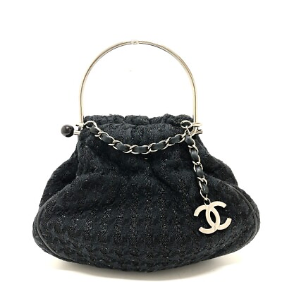 #ad CHANEL With CC Coco charm Hardware handle Tweed bag Hand Bag