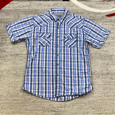 #ad Wrangler 20X Button Up Shirt Extra Large Blue Cowboy Ranch Pearl Snap Rodeo Mens
