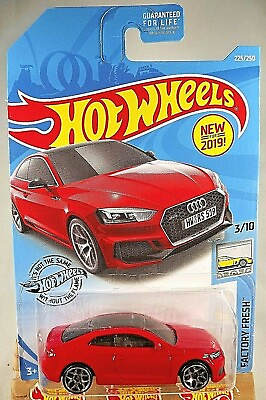 #ad 2019 Hot Wheels #225 Factory Fresh 2 10 AUDI RS 5 COUPE RED w Chrome 5Y Spokes