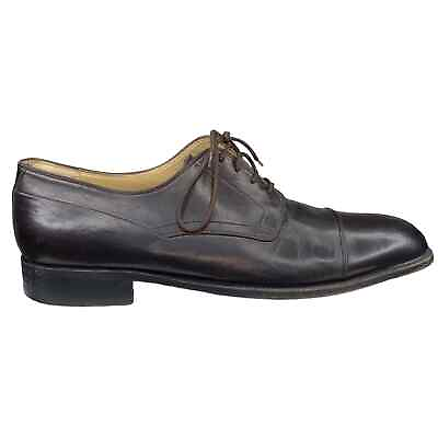#ad Bally Mens Rogers Brown Leather Cap Toe Oxford Size US 11.5