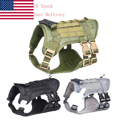 #ad Tactical Dog Harness with Handle No pull Large Military Dog Vest US Working Dog