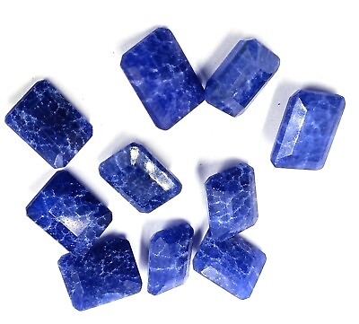 #ad Big Sale 100 Ct Natural Blue Sapphire Emerald Cut Lot Certified Gemstone AKS