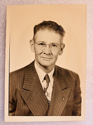 #ad Handsome Man Glasses Suit Vintage Photograph Picture Black White