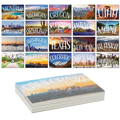 #ad 40 Pack Vintage Travel Blank Postcards for Mailing 20 US State Designs 4 x 6quot;