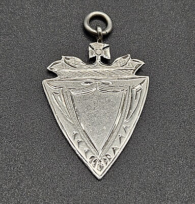 #ad Antique Sterling Silver Fob Medallion for Pocket Watch Chain UK London 1910