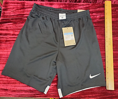 #ad nwt new Nike Youth Unisex Dri Fit Standard Fit Shorts Black White Size M Medium