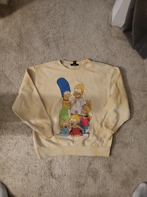 #ad Forever 21 The Simpsons Family Sweatshirt Womens Size S Yellow Tie Dye Pullover