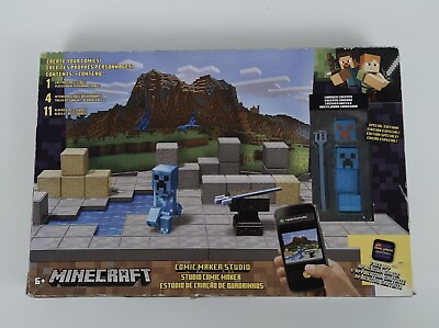 #ad Minecraft Comic Maker Studio w Charged Creeper Mattel NEW BOX DAMAGE See Pics