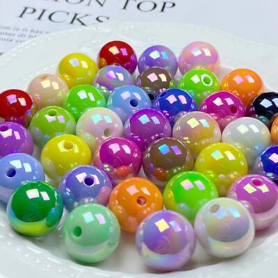 #ad 200pcs Acrylic 16m Colorful Shell Colorful Non scratch Straight Hole Round Beads