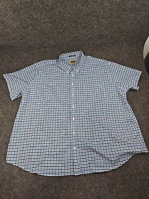 #ad The Foundry Mens Short Sleeve Button Up Casual Blue Plaid Size 4XL BIG
