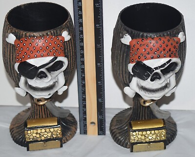 #ad A pair pirate of the Caribbean plastic wine glasses