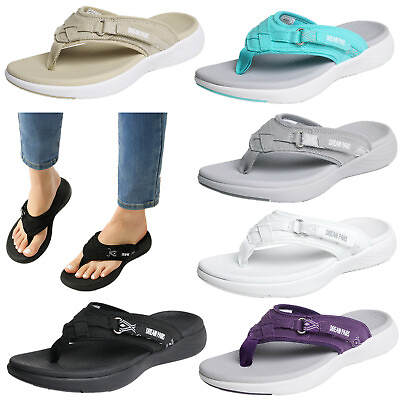 #ad Womens Arch Support Flip Flops Soft Cushion Lightweight Summer Beach Sandals $20.99