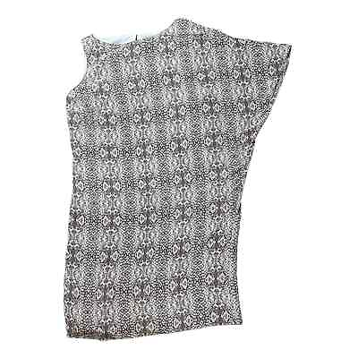 #ad Michael Kors Small Brown Black Cream Asymmetrical Dress Snakeprint