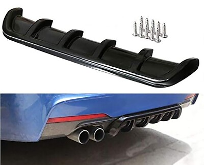 #ad 26quot;x5quot; gloss Black Car ABS Rear Shark 6 Fin Style Curved Bumper Lip Diffuser