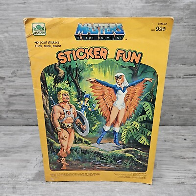 #ad Vintage Golden Sticker Fun Book Masters of Universe He Man Skeletor 1982 MOTU