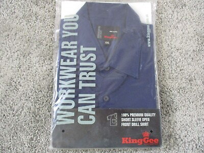 #ad King Gee Tradie Work Shirt 2XL Short Sleeve Open Front Drill Button Up New