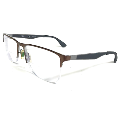 #ad Ray Ban Eyeglasses Frames RB6335 2855 Brown Gray Square Half Rim 56 17 145