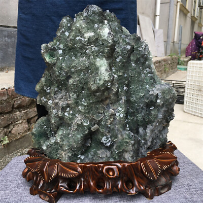 #ad 46.53LB Natural green fluorite Quartz carved Crystal Mineral Specimen Healing