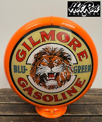 #ad GILMORE BLU GREEN Reproduction 13.5quot; Gas Pump Globe Orange Body