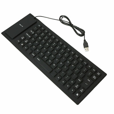#ad Waterproof Silicone Keyboard Foldable Flexible USB Dustproof DirtProof Full Size