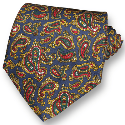 #ad PIERRE BAXEL Mens Vintage Retro Designer Multicolor Amoeba Paisley 100% Silk Tie
