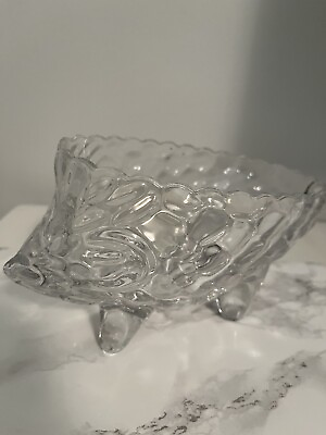 #ad Adorable Glass Hedgehog Plant Holder Candy Dish Bowl Figurine