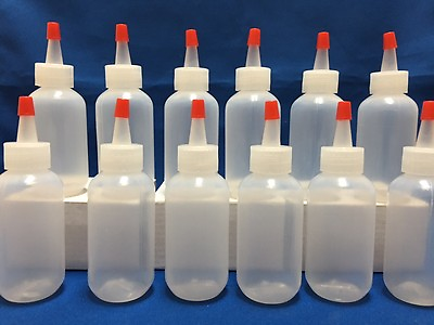 #ad 12 pack of 8oz 240mL Plastic Boston Round Squeeze Bottles Yorker Caps LDPE $19.95