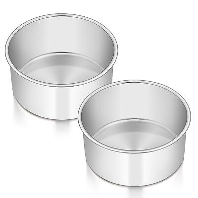 #ad 6 x 3 Inch Round Cake Pans Stainless Steel Deep Cake Baking Pan for Layer Ca
