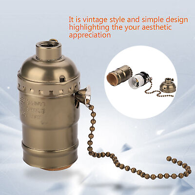 #ad E27 Aluminum Vintage Light Socket With Pull Chain Desk Lamp Lighting Holder