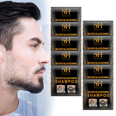 #ad 10x Sevich Beard Blackening Shampoo 5 Mins Dye Beard Black Color Darkening 15ml