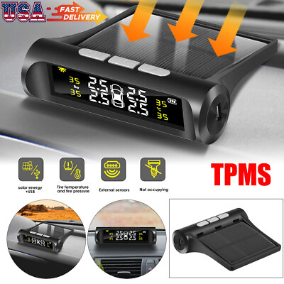 #ad Solar Wireless TPMS Car Tire Tyre Pressure Monitor Monitoring System 4 Sensor