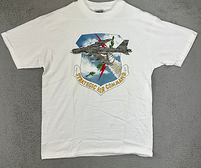 #ad VTG Oneita Shirt Mens Large 42 44 White Power T Military Plane Tee Made In USA