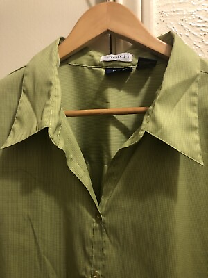 #ad DCC Women’s Green Shirt 2X Button Down Shirt Collared Summer Style Design New