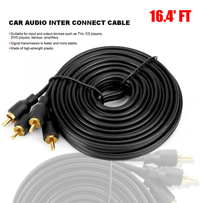 #ad 5M Car Auto Power Amplifier Wiring Audio Subwoofer AMP RCA Power Cable Sub 2 CH