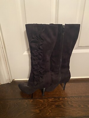 #ad Fergalicious by Fergie Black Suede Knee High Side Zip Women#x27;s Boots Size 6