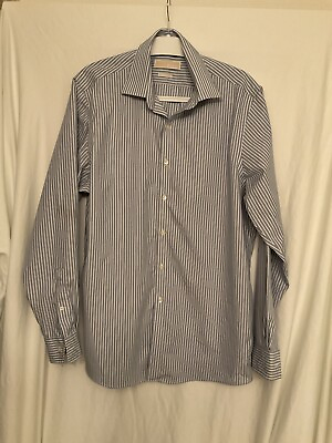 #ad Michael Kors Dress Shirt Blue Striped Long Sleeve Men#x27;s Size Neck 16 34 35
