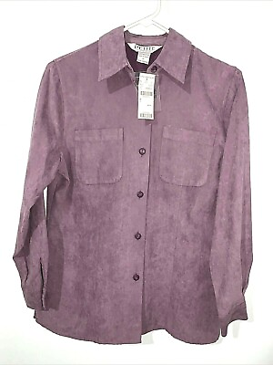 #ad New PETITE SOPHISTICATE BLOUSE Lilac PETITE SMALL Button Down Velvety NWT
