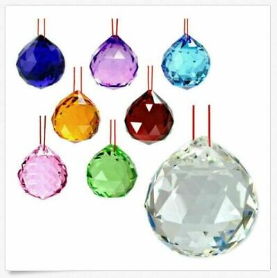 #ad FENG SHUI HANGING CRYSTAL BALL 1.5quot; 40mm Choice of Colors Faceted Prism Sphere
