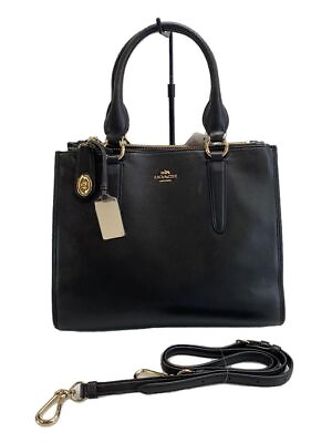 #ad COACH handbag all leather Black Used