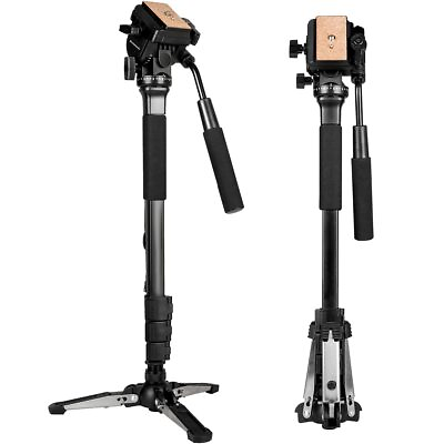 #ad Extendable Camera Aluminum Monopod with Fluid Head and Foldable Tripod Base for $75.18
